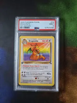 1999 Pokemon TCG PSA 9 Dragonite 1st ed 19/62 Fossil Regular 19/62 MINT WOTC - Image 1