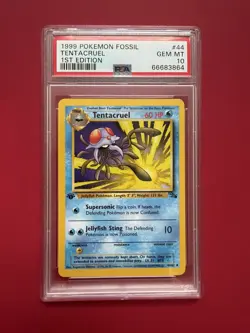PSA 10 1st Edition Tentacruel 44/62 1999 Pokemon Fossil - Image 1