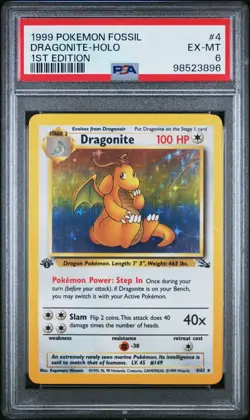Pokemon 1999 Fossil Dragonite 1st Edition Holo Rare 4/62 PSA 6 - Image 1
