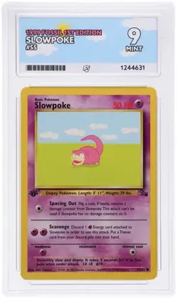 Slowpoke 55/62 Fossil 1st Edition Ace 9 Near Mint Pokemon Card Vintage - Image 1