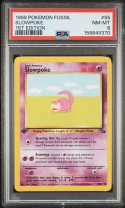Slowpoke 1st Edition Fossil 55/62 Pokemon PSA 8 - Image 1