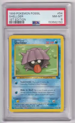 Pokemon Shellder 54/62 Fossil 1st Edition PSA 8 - Image 1