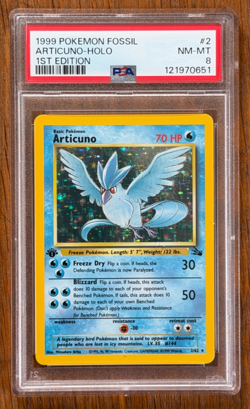 1999 Pokemon Articuno 1st Edition Holo 2/62 Fossil PSA 8 - Image 1