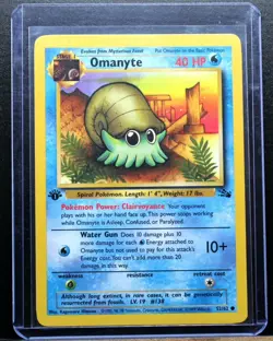 Pokemon TCG Omanyte Fossil 52/62 1st Edition Regular 1999 English 40 HP - Image 1