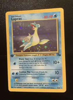 Pokemon Lapras 10/62 1st EDITION Fossil Holo Rare Vintage WOTC 1999 - Image 1