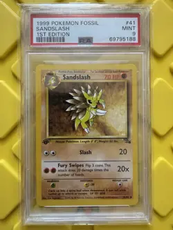 1999 POKEMON FOSSIL 1ST EDITION #41 SANDSLASH PSA 9 - Image 1