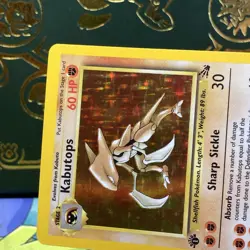 Pokemon 1999 Kabutops 9/62 Fossil Holo (First Edition) 1st LP + NM - - Image 3