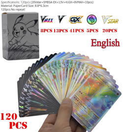Pokemon 120PCS Vstar MEGA GX Vmax English Shining Cards Battle Trading Kids Game - Image 2