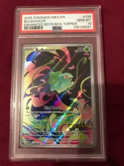 Bulbasaur Illustration Rare Stamped Mega Evolution 133/132, Pokemon Card PSA 10 - Image 1
