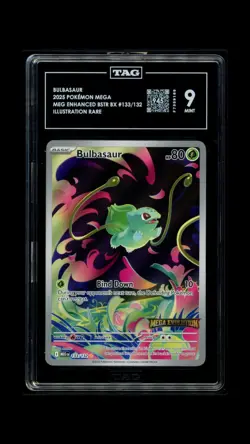 Pokemon TCG Bulbasaur 133/132 Mega Evolution Illustration Rare Holo TAG 9 - Image 1