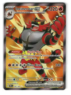 Incineroar ex 187/162 Holo Ultra Rare Temporal Forces Pokemon NM - Image 1