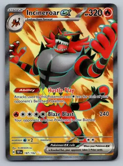 Incineroar ex 187/162 Ultra Rare Temporal Forces Pokemon NM - Image 1