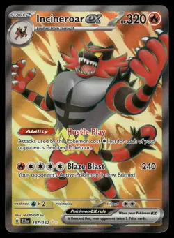 Incineroar ex 187/162 Ultra Rare Temporal Forces Pokemon Holo Near Mint - Image 1