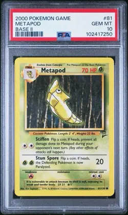 2000 Pokemon Base 2 # 81 Metapod PSA 10 Card GEM MINT! Trusted Seller! Free Ship - Image 1