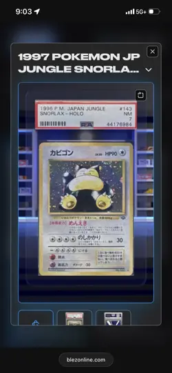 Pokemon PSA NM 7 1997 POKEMON JAPANESE JUNGLE #143 SNORLAX-HOLO - Image 1