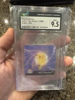 1999 Pokemon Card Pikachu Raichu #10 Action Flipz Lenticular CGC 9.5 - Image 1