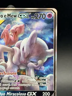 Mewtwo & Mew GX SM191 Italian Sun & Moon Tag Team Alt Art Promo Pokemon Card NM - Image 3