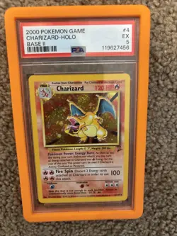 Pokemon 2000 Charizard #4/130 Base Set 2 Holo PSA 5 Awesome Swirl - Image 1