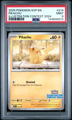 2025 POKEMON SVP EN-SV BLACK STAR PROMO ILLUSTRATION CONTEST 2024 PIKACHU PSA 9 - Image 1