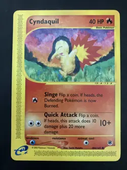 Pokemon Cyndaquil 104/165 - 2002 Expedition Base Set - LP Non-Holo WotC E-Reader - Image 1