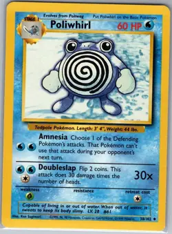 Poliwhirl 38/102 Non Holo Base Set - Pokemon Card - LP - Image 1