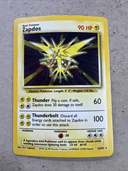 Pokemon TCG Zapdos Holo Rare Card Base Set 16/102 - Image 1