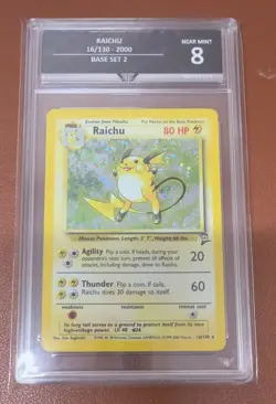 Raichu 16/130 Base set 2 2000 Holo Swirl - Pokemon Card - get graded 8 Near mint - Image 1