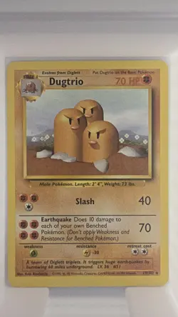 Pokemon Dugtrio Card 19/102 Base Set Non-Holo Rare Vintage 1999 - NM - Image 1