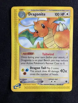 Pokemon TCG Dragonite 043/165 Expedition Base Set Non-Holo Rare Unlimited 100 HP - Image 1