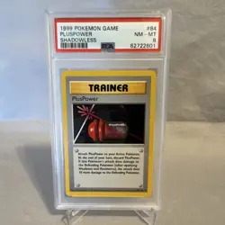 Pokemon PlusPower PSA 8 Base Set Shadowless Trainer Card 84/102 1999 TCG - Image 1