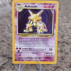 Pokemon TCG Base Set Alakazam 1/102 Holo Rare English 1999 WOTC 80 HP Unlimited - Image 2