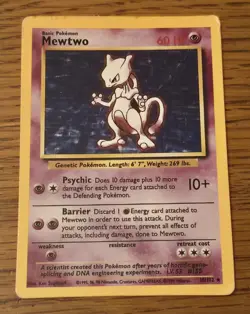 Mewtwo 10/102 Pokemon TCG 1999 Base Set Holo Unlimited Rare HP - Image 1
