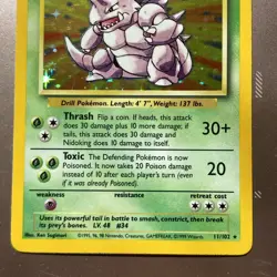 Nidoking 11/102 - Base Set - Holo WOTC Vintage 1999 Pokemon TCG Card NM - Image 2