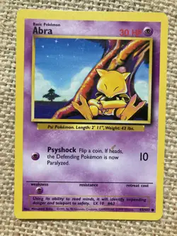 Abra 43/102 Nintendo Pokemon Gamefreak 1999 Pokemon Card BASE SET TCG NM - Image 1
