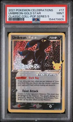 2021 Pokemon Celebrations Classic Collection #17 Umbreon Gold Star PSA 9 - Image 1
