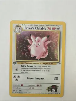 Pokemon Cards: Gym Heroes 1st Edition Rare Holo: Erika's Clefable 3/132 - Image 1