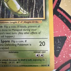 Pokemon TCG Metapod 54/102 Base Set Common Card LP WOTC 1999 Vintage - Image 4
