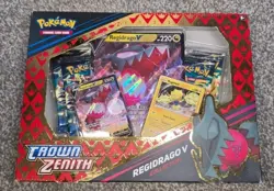 Pokemon TCG Crown Zenith Regidrago v New Sealed Collection Box Damaged - Image 2