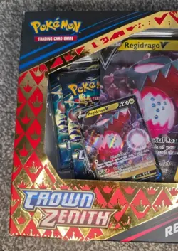 Pokemon TCG Crown Zenith Regidrago v New Sealed Collection Box Damaged - Image 3