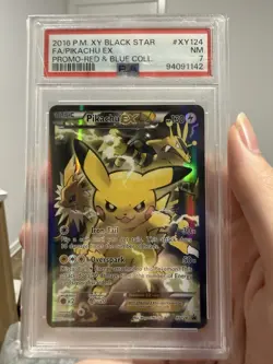 Pokemon TCG 2016 XY Black Star Promos Pikachu EX XY124 Full Art Holo PSA 7 - Image 1