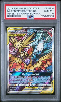 2019 POKEMON SM BLACK STAR PROMO FULL ART/MOLTRES & ZAPDOS & ARTICUNO GX PSA 10 - Image 1