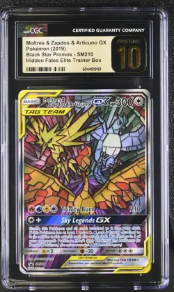 CGC 10 PRISTINE Pokemon Moltres & Zapdos & Articuno GX SM210 Hidden Fates PSA - Image 1
