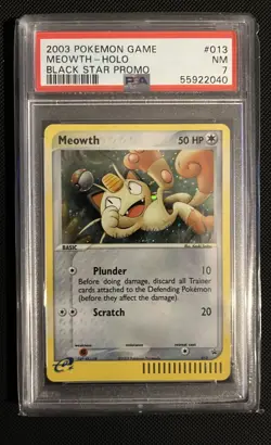 Nintendo PSA 7 Meowth Black Star Promo 013 Holo EN Pokemon TCG (2003) - Image 1