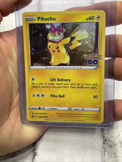 Pokemon GO TCG Pikachu SWSH234 Holo Black Star Promo LP+ Pokemon Nintendo Card - Image 1