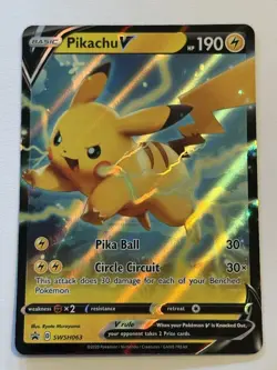 Pokemon TCG Pikachu V SWSH063 Full Art Black Star Promo NM - Image 1