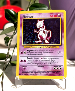 Pokemon TCG Mewtwo Base Set 10/102 Holo Unlimited Holo Rare NM - Image 1