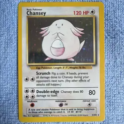 Chansey 3/102 Base Set Unlimited Holo Pokemon TCG Rare Card NM WOTC - Image 1