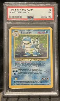 Pokemon PSA 7 Unlimited Blastoise 2/102 Base Set Holo Rare Vintage Card NM - Image 1