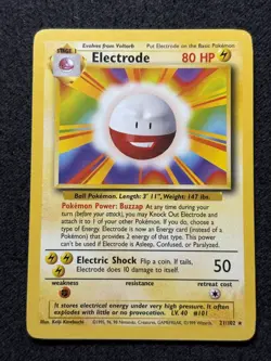 Pokemon TCG Base Set (Unlimited) Electrode 21/102 Rare LP Vintage - Image 1
