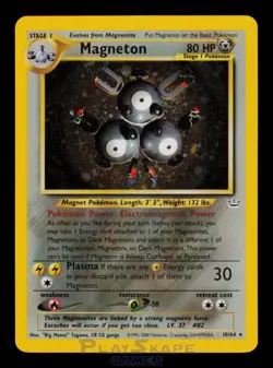 Pokemon Card Magneton 10/64 Neo Revelation Unlimited Vintage Holo Rare LP 2001 - Image 1